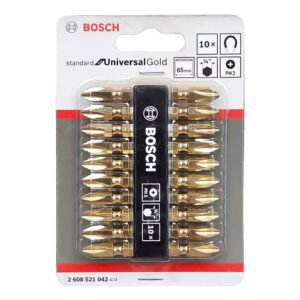 Bosch PH2 Double Ended 65mm Gold Screwdriver bit set 10psc 2608521042
